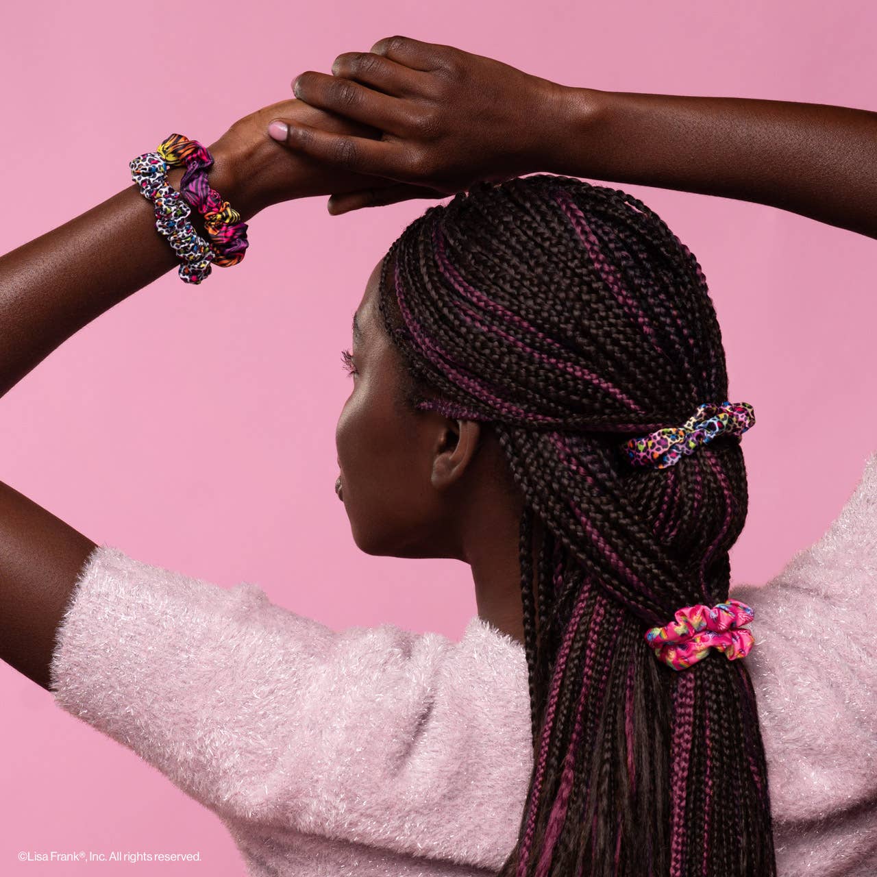 Lisa Frank x Kitsch Satin Scrunchies – Rainbow Leopard Hair Scrunchie Set