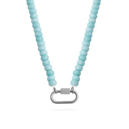 Stainless Steel Turquoise Chunky Bead Carabiner Necklace