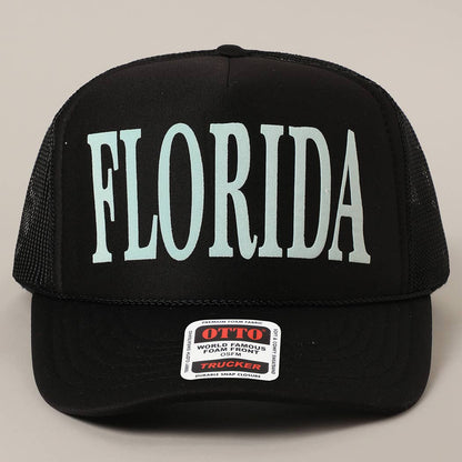 FLORIDA Text Printed Mesh Back Foam Trucker Hat