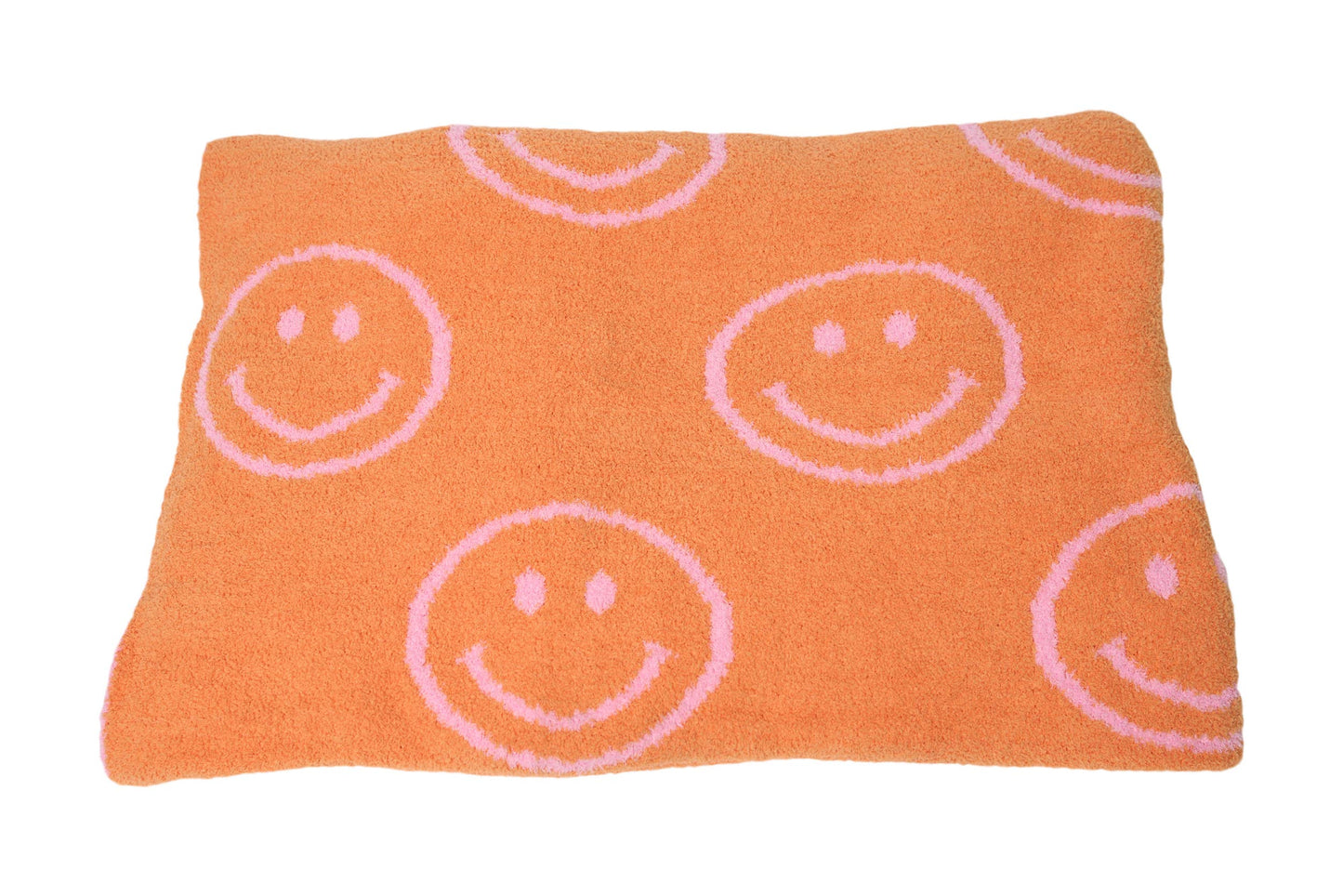 Smiley Face & Lightning Bolt Plush Throw Blanket – Cozy Knit Blanket 50" x 60"