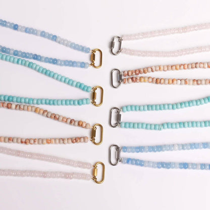 Stainless Steel Turquoise Chunky Bead Carabiner Necklace