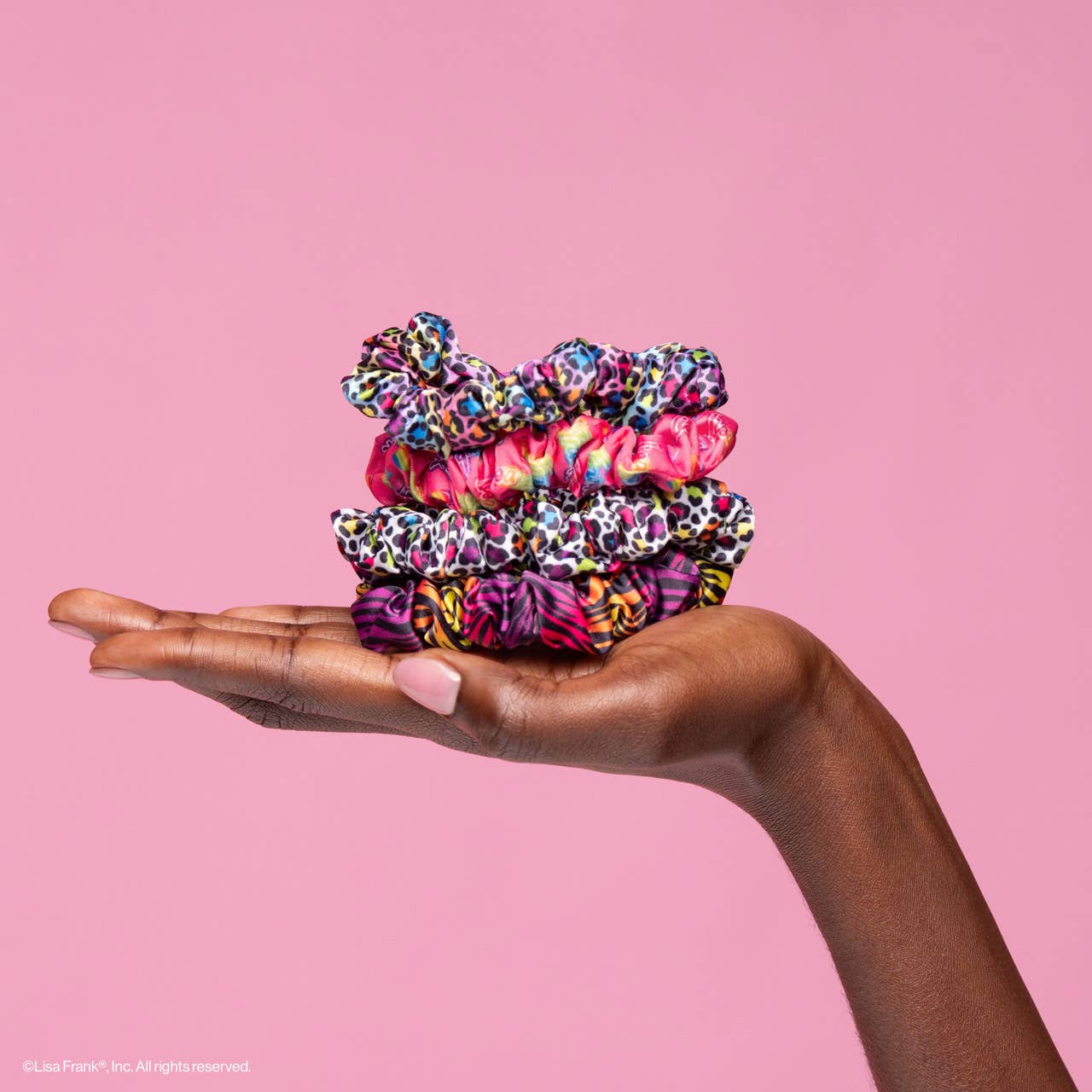 Lisa Frank x Kitsch Satin Scrunchies – Rainbow Leopard Hair Scrunchie Set