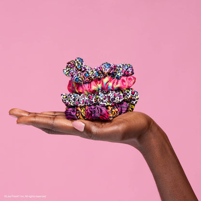 Lisa Frank x Kitsch Satin Scrunchies – Rainbow Leopard Hair Scrunchie Set