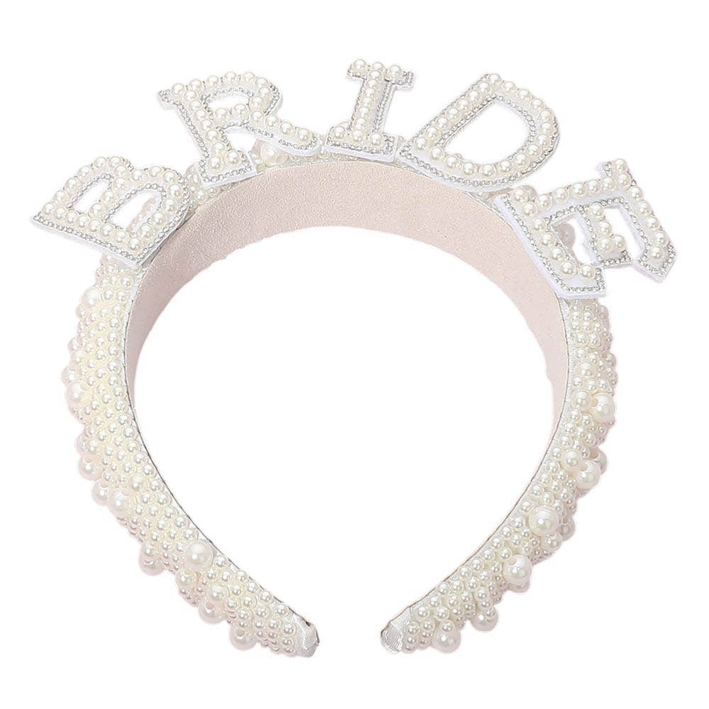 👰‍♀️ BRIDE Pearl Embellished Headband – Bridal Statement Hair Accessory