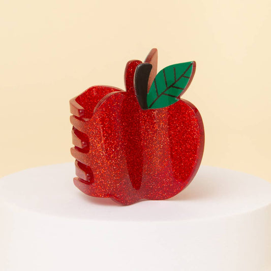 School-Themed Glittered Teacher's Apple Acrylic Claw Clip