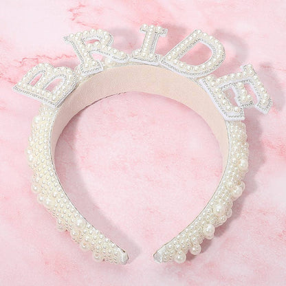 👰‍♀️ BRIDE Pearl Embellished Headband – Bridal Statement Hair Accessory
