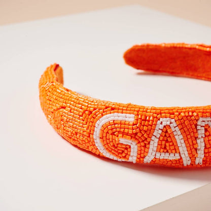 Blue and Orange Game Day Seed Beaded Headband