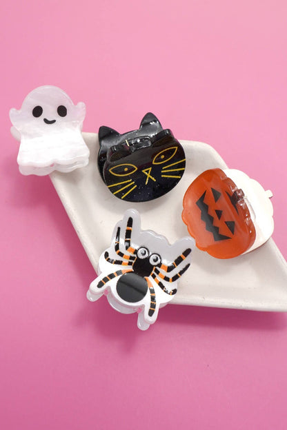 HALLOWEEN PUMPKIN GHOST SET OF 4 HAIR CLAW CLIPS | 40H973