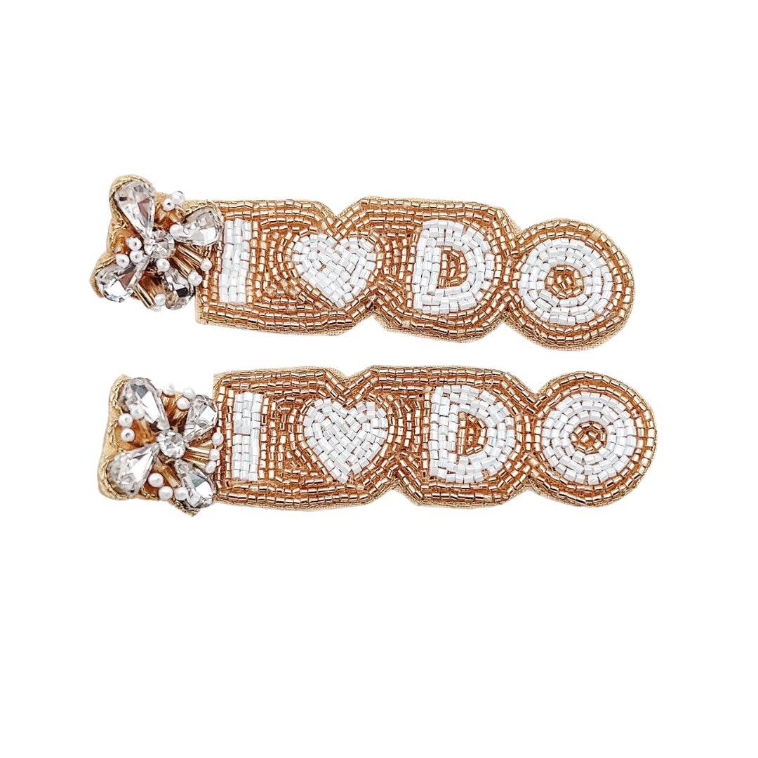 I Do Beaded Earrings – Bridal & Bachelorette Statement Earrings