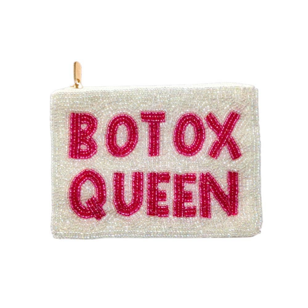 BOTOX QUEEN Message Seed Beaded Mini Pouch Bag