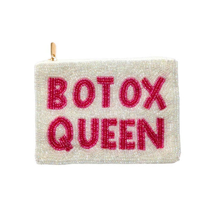 BOTOX QUEEN Message Seed Beaded Mini Pouch Bag