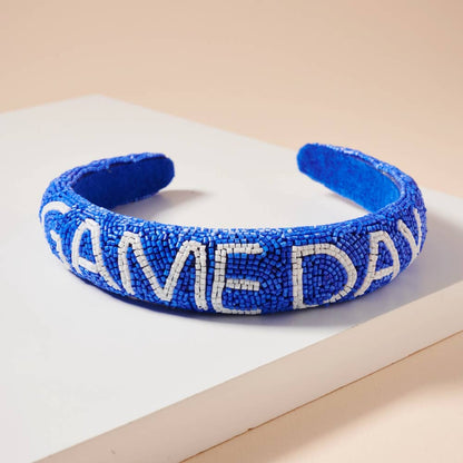 Blue and Orange Game Day Seed Beaded Headband