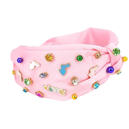 Colorful Stone Cluster Enamel Easter Bunny Headband