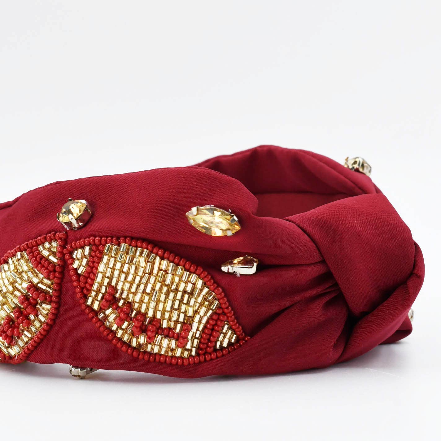 Maroon & Gold Football Headband – Hand Beaded Game Day Accessory