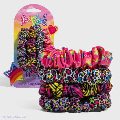 Lisa Frank x Kitsch Satin Scrunchies – Rainbow Leopard Hair Scrunchie Set