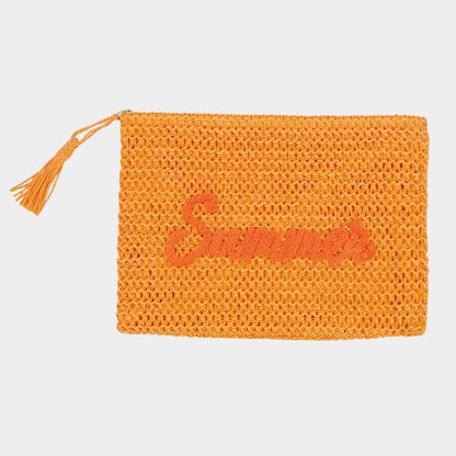 SUMMER Embroidery Woven Straw Pouch Bag