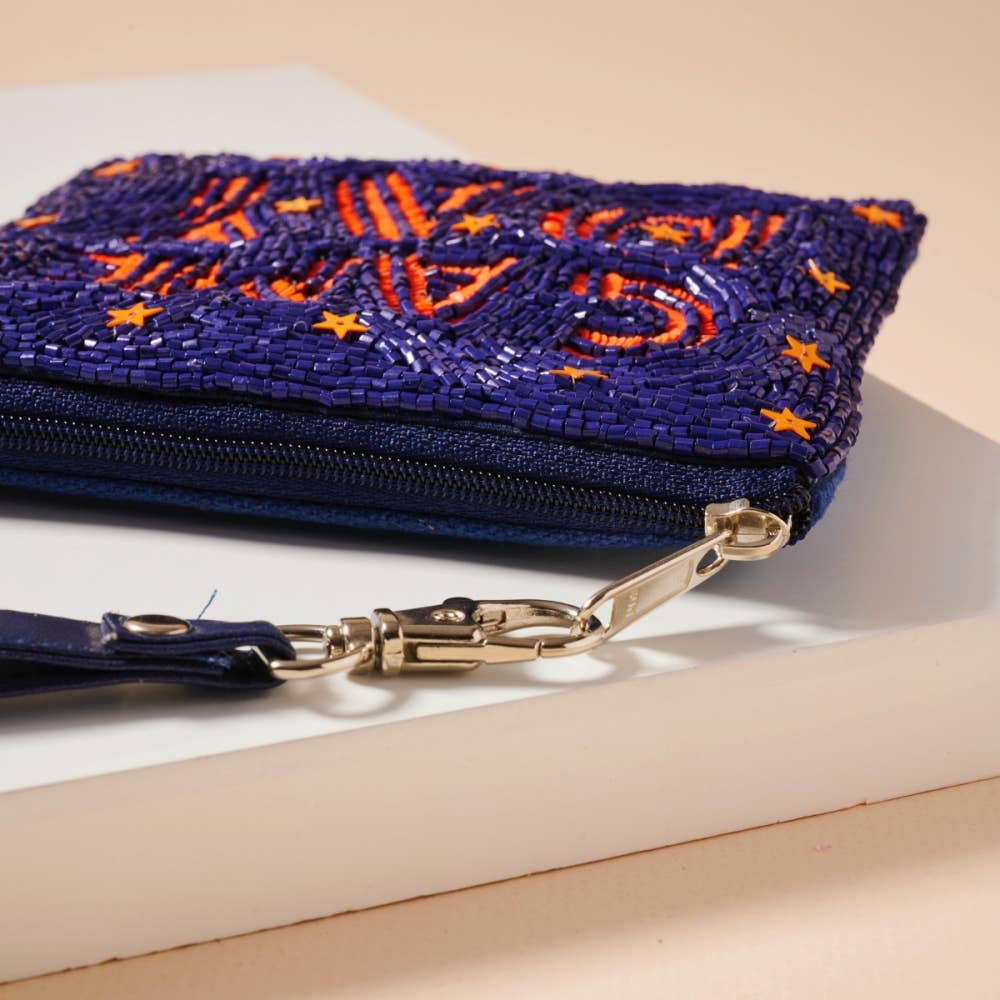 Game Day Stars Seed Beaded Coin Pouch