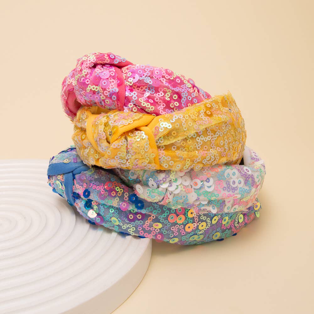 Pastels Sequins Top Knot headband