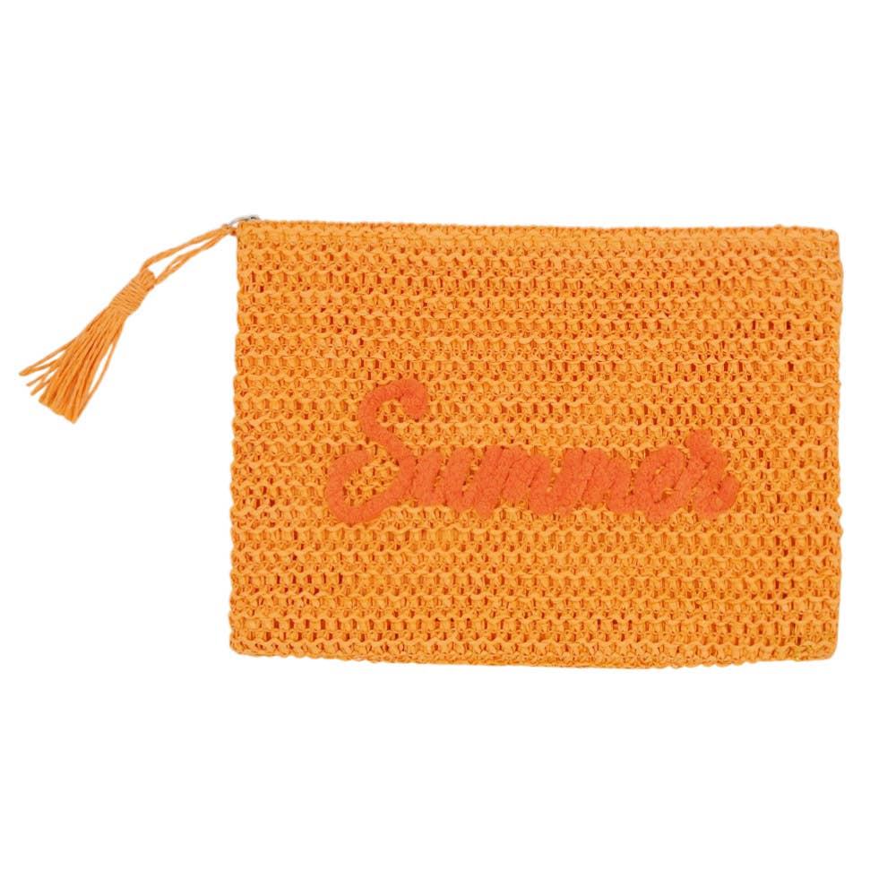 SUMMER Embroidery Woven Straw Pouch Bag