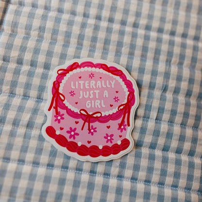 Literally Just a Girl Cake Vinyl Decal – Cute Aesthetic Sticker
