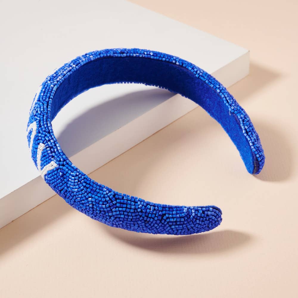 Blue and Orange Game Day Seed Beaded Headband