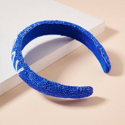 Blue and Orange Game Day Seed Beaded Headband