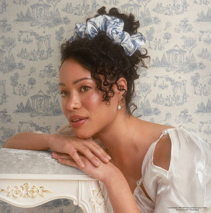 Bridgerton x Kitsch Satin Pillow Scrunchies – Toile in Bloom Hair Scrunchie Set