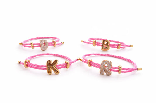 Adjustable Rope CRYSTAL Initial Bracelet