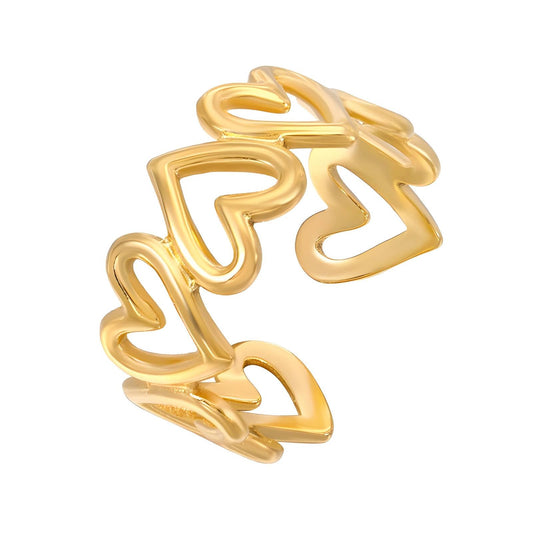Gold Open Heart Adjustable Ring
