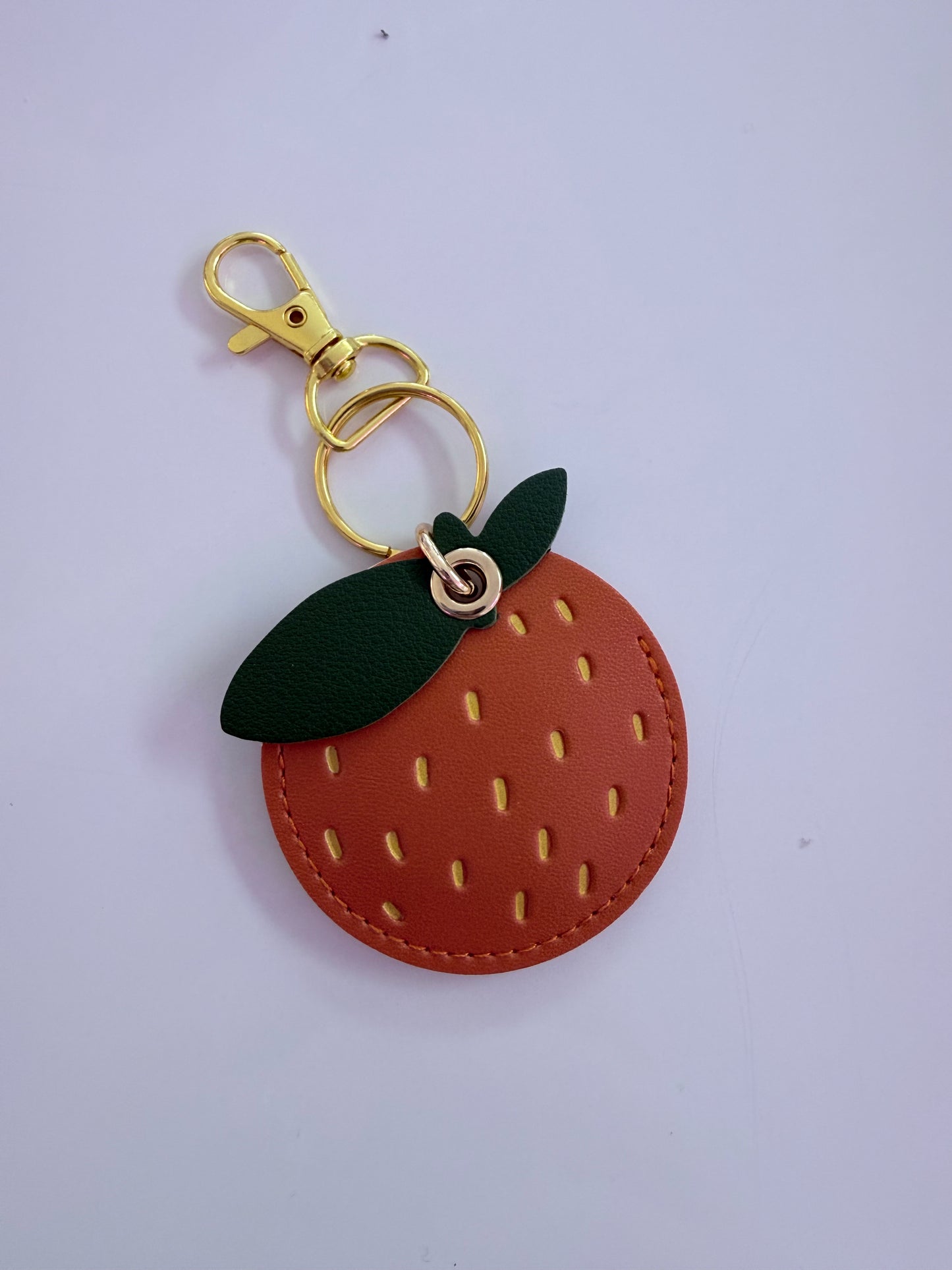 Leather Fruit Charm Keychain