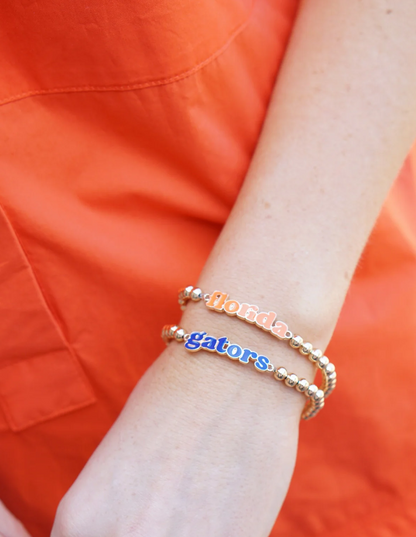 Gator Color Inspired Ball Bead Bracelet Set of 2
