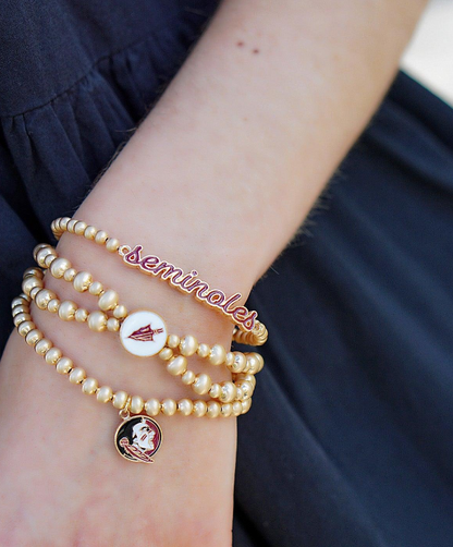Seminole Color Inspired Enamel Script Stretch Bracelet