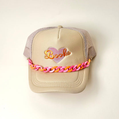 💖 Sassy Acrylic Hat Chain – Pink & Orange Trucker Hat Accessory