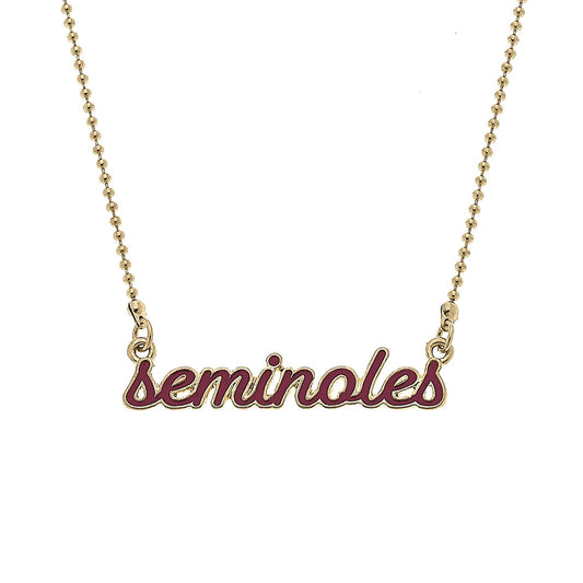 Florida State-Inspired Enamel Script Necklace
