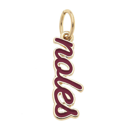 SPORTS- Gold Florida State Go Noles Script Charm