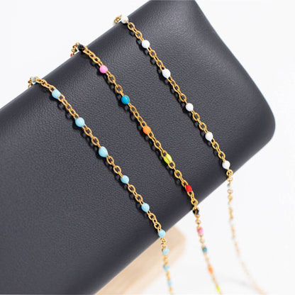 18K Gold Stainless Steel Turquoise Chain Necklace