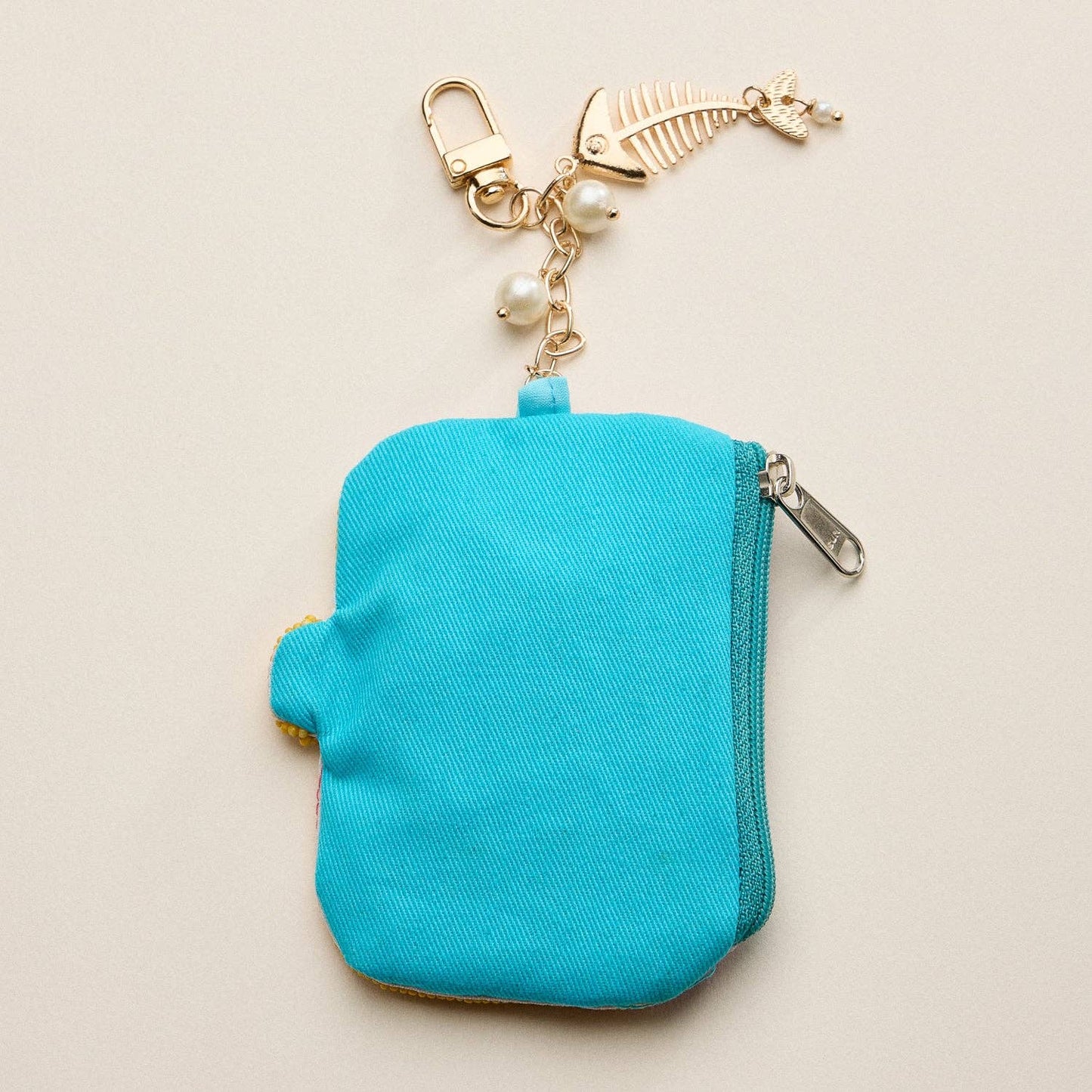 🐟 Sardine Beaded Coin Purse Keychain – Mini Zipper Pouch Bag Charm