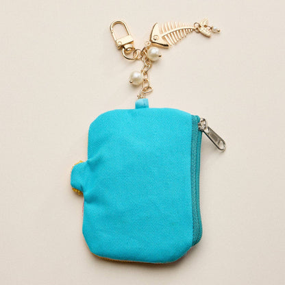 🐟 Sardine Beaded Coin Purse Keychain – Mini Zipper Pouch Bag Charm