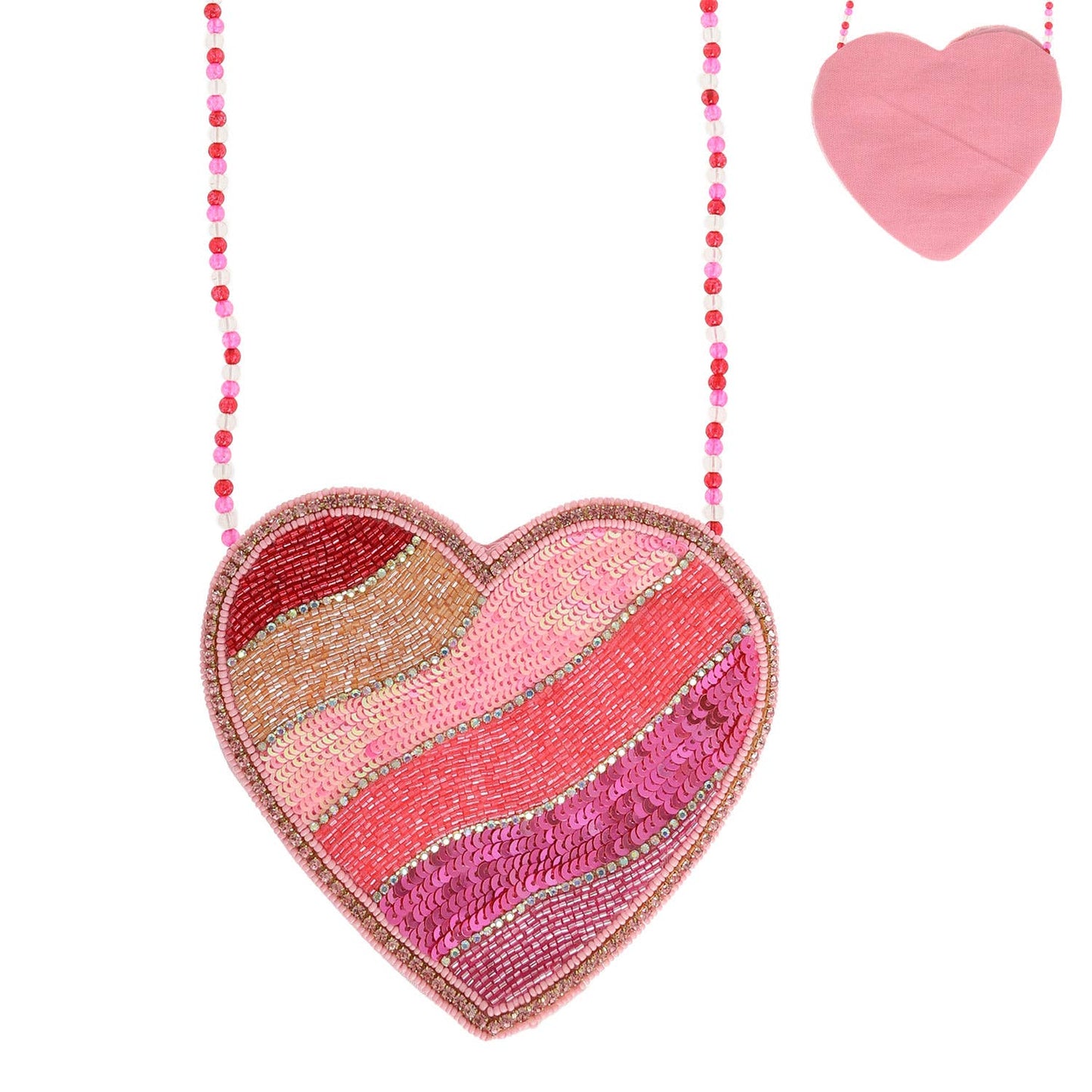 Stripped Heart Jeweled Crossbody Bag