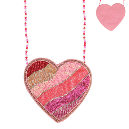 Stripped Heart Jeweled Crossbody Bag