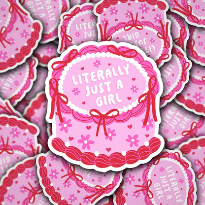 Literally Just a Girl Cake Vinyl Decal – Cute Aesthetic Sticker
