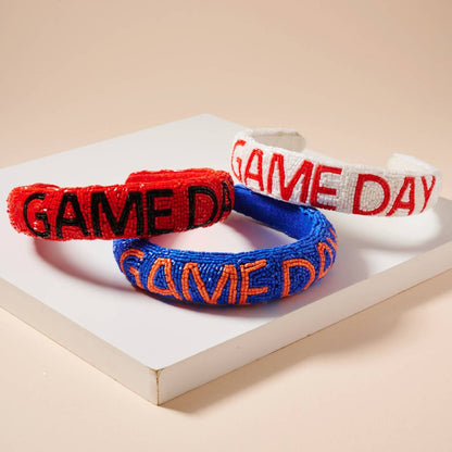 Blue and Orange Game Day Seed Beaded Headband