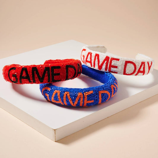 Blue and Orange Game Day Seed Beaded Headband