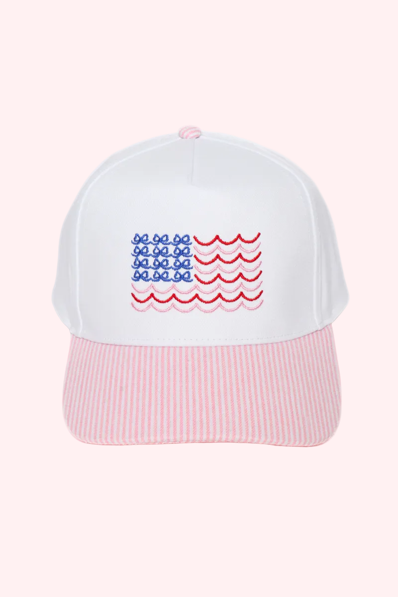 Americana USA Wave Bow Flag Embroidered Baseball Cap