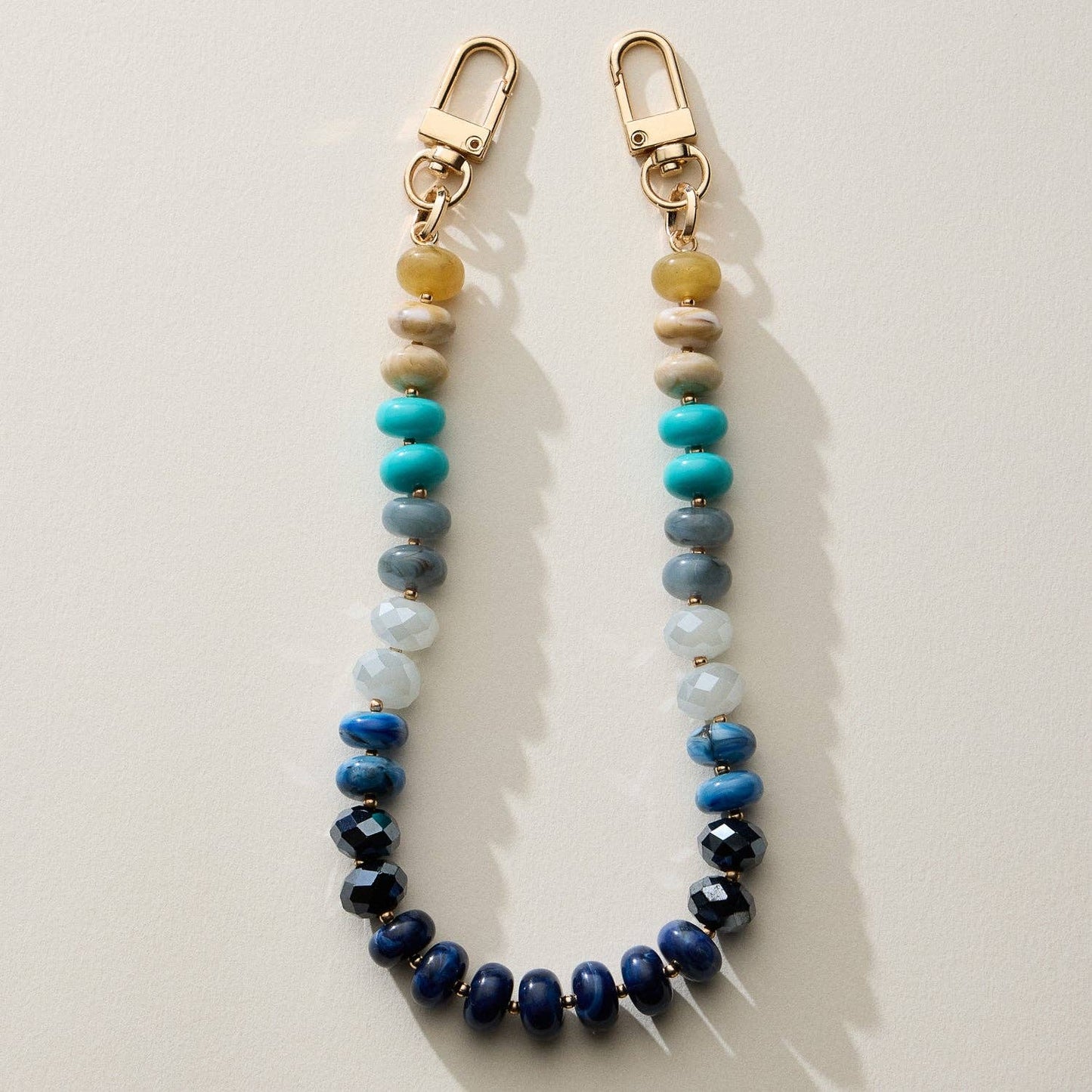 Mixed Bead Bag Keychain with Gold Clasps
