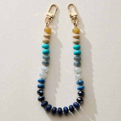 Mixed Bead Bag Keychain with Gold Clasps