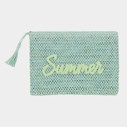 SUMMER Embroidery Woven Straw Pouch Bag