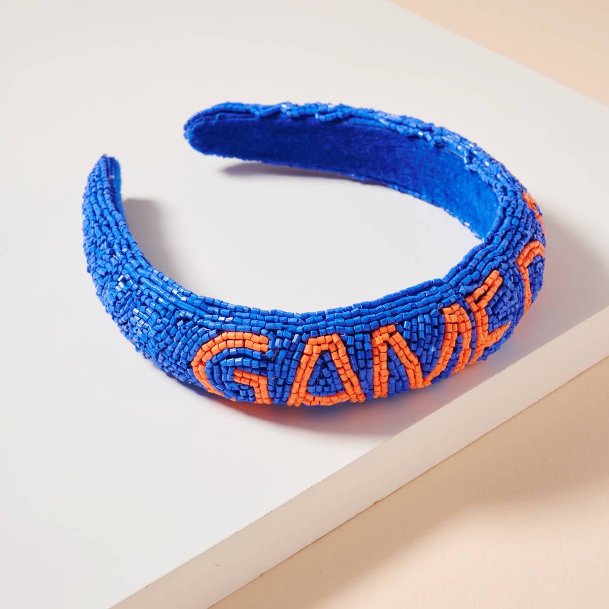 Blue and Orange Game Day Seed Beaded Headband