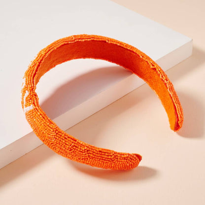 Blue and Orange Game Day Seed Beaded Headband