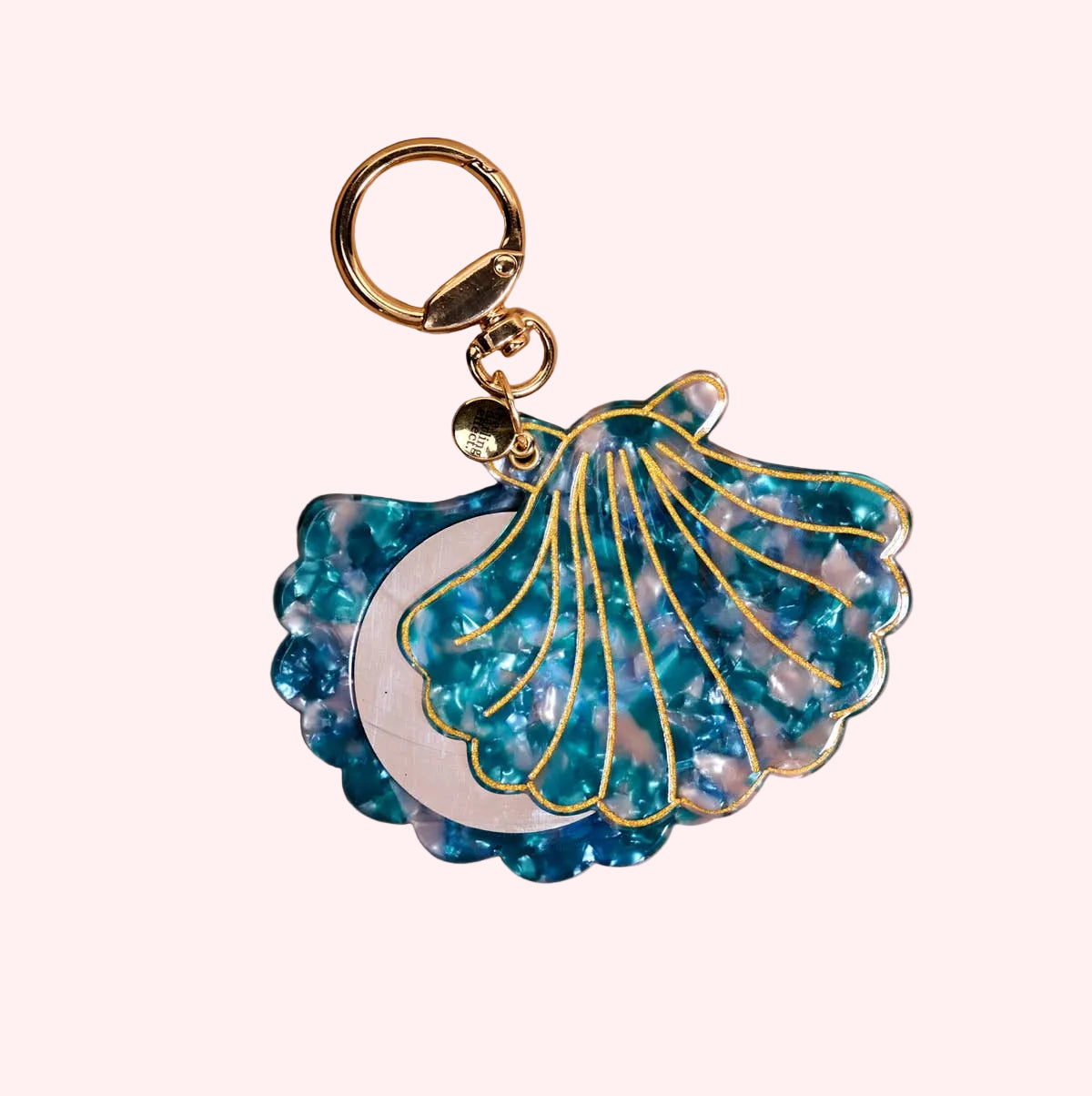 Mini Mirror Bag Charm–Seashell